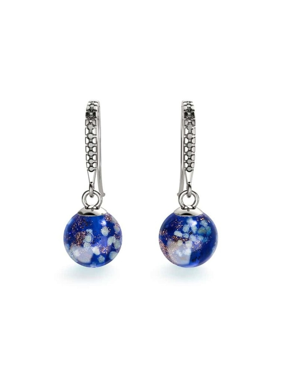 🆕️ NOGU Sapphire .925 Sterling Silver Firefly Glass Huggie Earrings